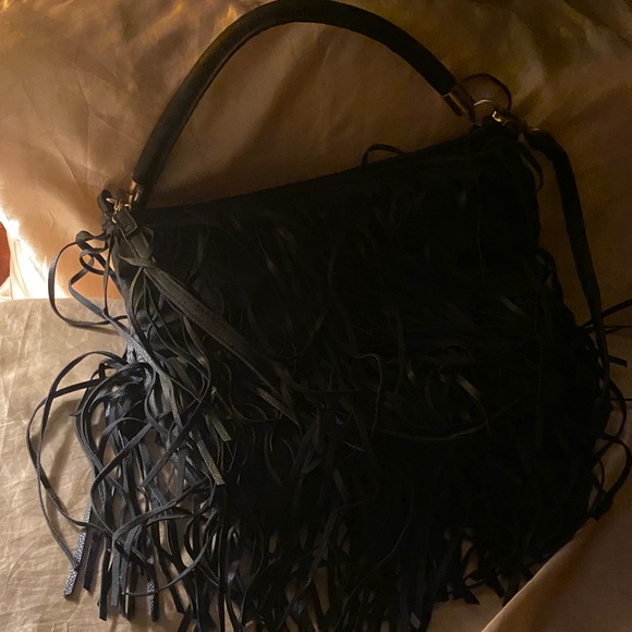 H&M Black Fringe Shoulder Bag - Picture 2 of 12